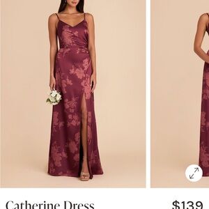 Catherine Dress in Matte Satin Sangria Whimsical Blooms